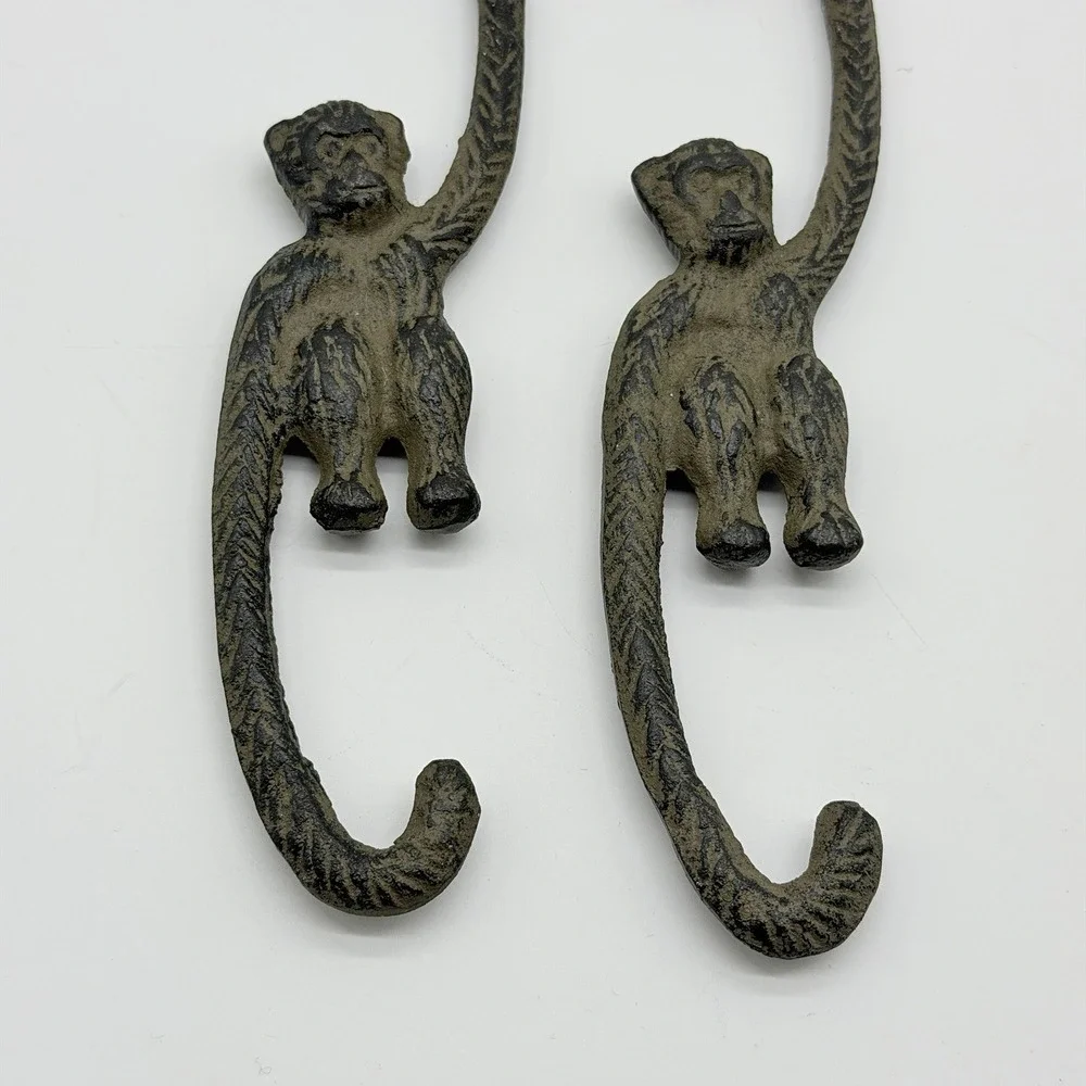 Cast Iron Plant Hangers Monkey Hook Set of‎ 2 Brown 8